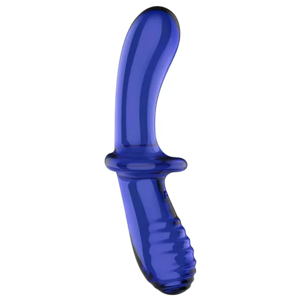 Satisfyer Double Crystal - двустранно стъклено дилдо - син