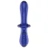 Satisfyer Double Crystal - двустранно стъклено дилдо - син