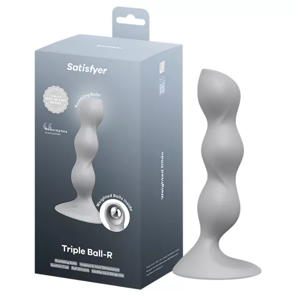 Satisfyer Triple Ball-R - дилдо с топчета - сиво
