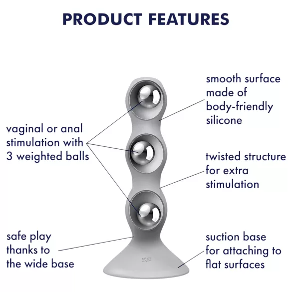 Satisfyer Triple Ball-R - дилдо с топчета - сиво