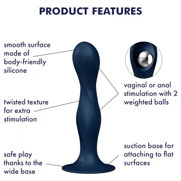 Satisfyer - тежест за тазово дъно - двойна топка - силикон, син