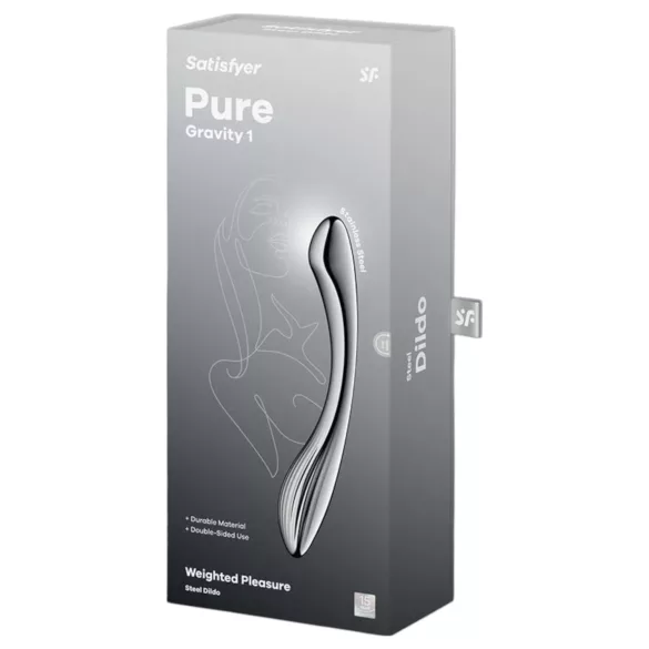 Satisfyer Pure Gravity 1 - метален дилдо с релеф - сребрист