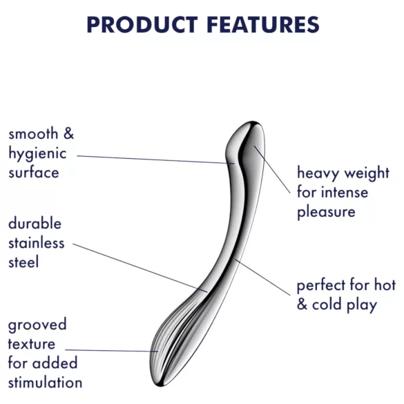Satisfyer Pure Gravity 1 - метален дилдо с релеф - сребрист