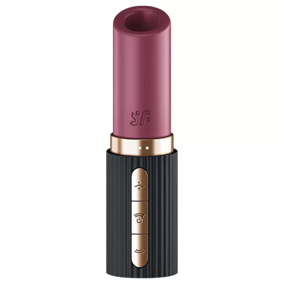 Satisfyer Deep Kiss - вибратор със въздушни вълни - черен, форма червило