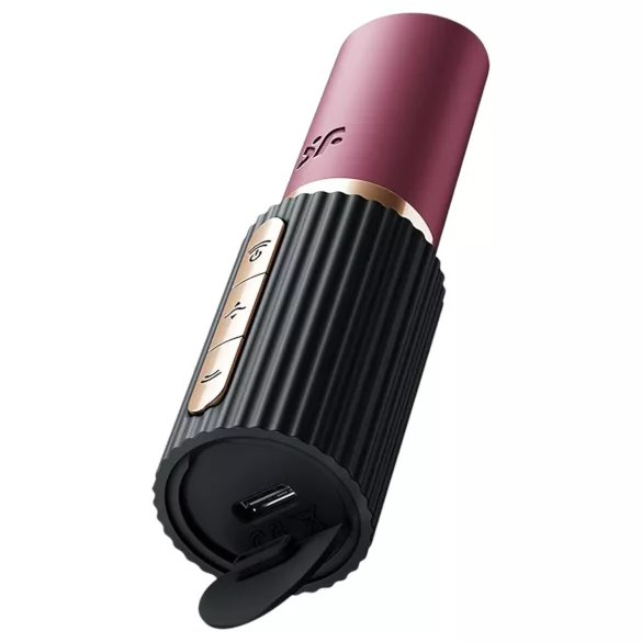 Satisfyer Deep Kiss - вибратор със въздушни вълни - черен, форма червило