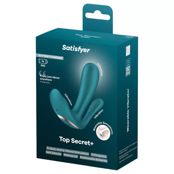 Satisfyer Top Secret+ - 3‑раменен, носим вибратор (зелен)