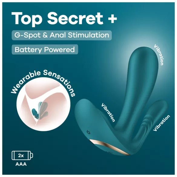 Satisfyer Top Secret+ - 3‑раменен, носим вибратор (зелен)