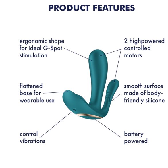 Satisfyer Top Secret+ - вибратор за носене - троен - зелен