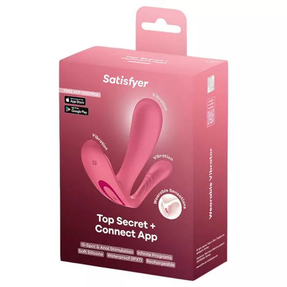 Satisfyer Top Secret+ - носим вибратор за G-точка и анална стимулация (розов)