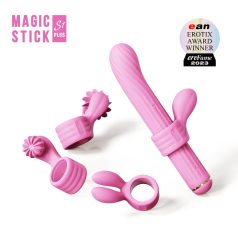   Magic Stick - вибратор със сменяеми накрайници (розов)