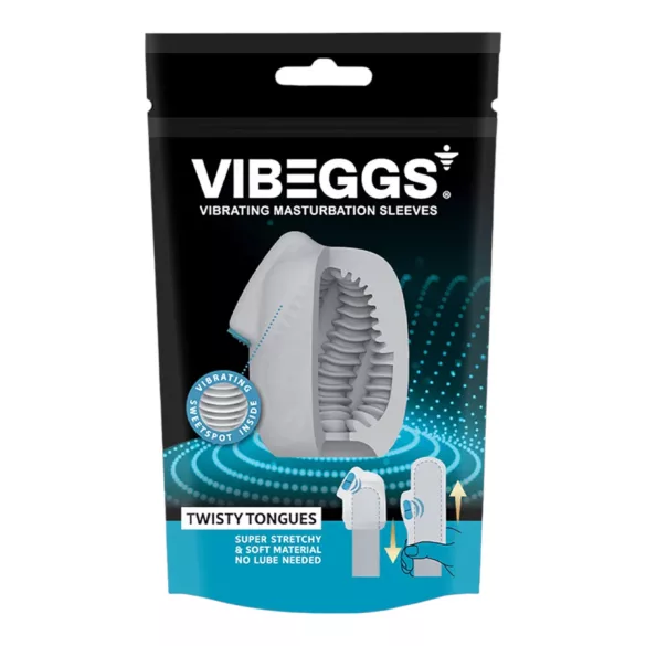 VIBEGGS Twisty Tongues - вибриращо яйце мастурбатор - бял