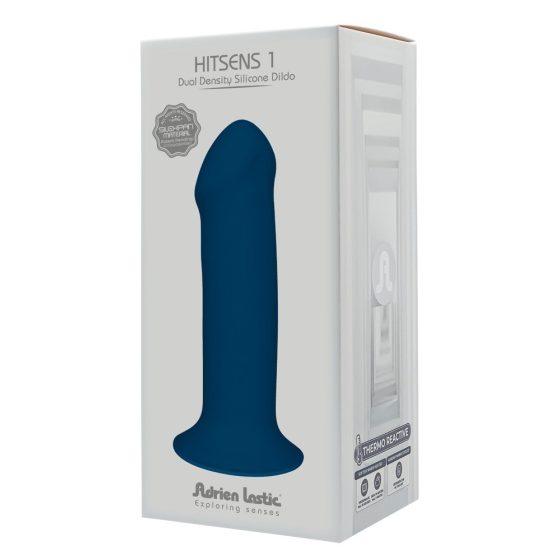 Hitsens 1 - податлив пенис дилдо със залепващи се подложки (син)