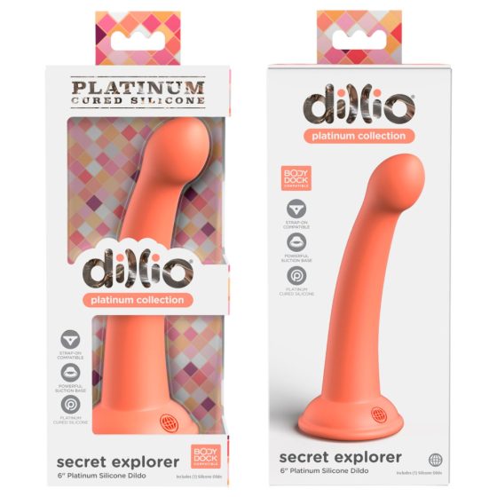 Dillio Secret Explorer - акрилен вибратор със скоба (17 см) - оранжев