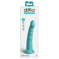  Dillio Slim Seven - Стимулиращ вибратор с лепкава подложка (20 см) - тюркоаз