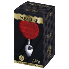   Alive Anal Pleasure - малка анална тапа с ушички на зайче (сребристо-червена)