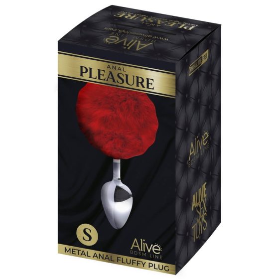 Alive Anal Pleasure - малка анална тапа с ушички на зайче (сребристо-червена)
