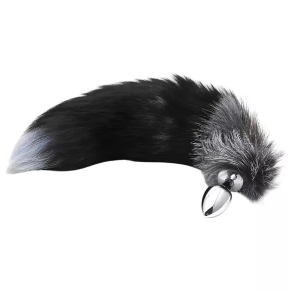 Alive Anal Pleasure - среден анален плъг с лисича опашка (сребрист)