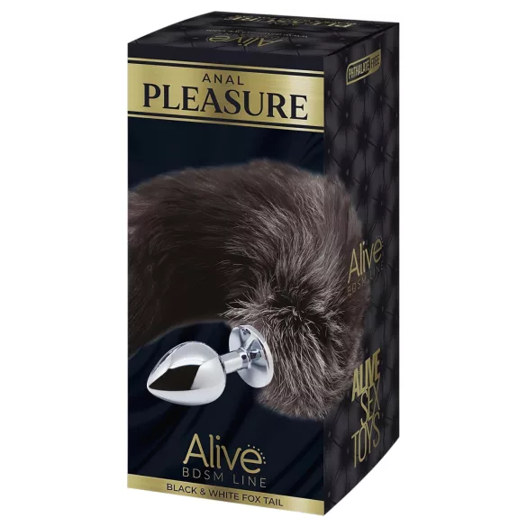 Alive Anal Pleasure - среден анален плъг с лисича опашка (сребрист)