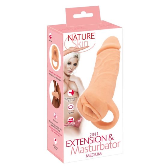 Nature Skin - Обвивка за пенис и дилдо - 18 см (естествена)