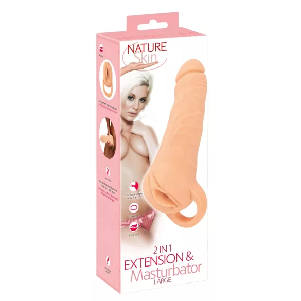 Nature Skin - вагина и удължител 2в1 - 23 см - телесен цвят