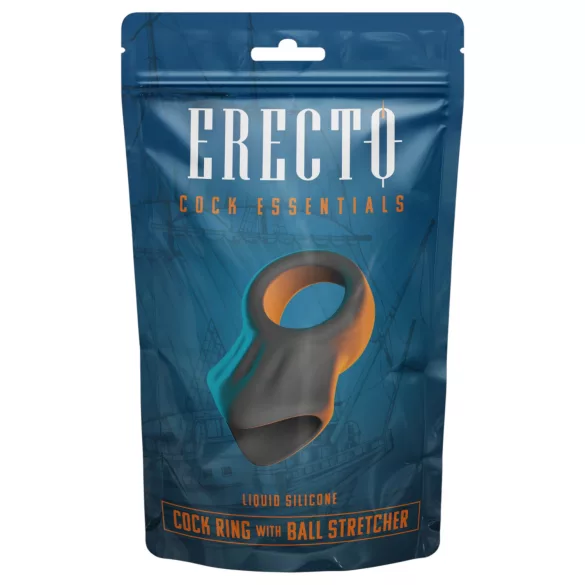 Erecto - пенис пръстен с удължител за тестиси - черен