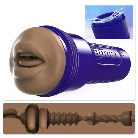 Fleshlight Boost Blow - мастурбатор уста - реалистичен, кафяв