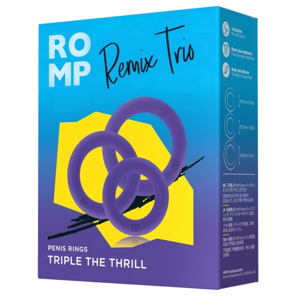 ROMP Remix Trio - комплект пенис рингове - 3 броя - лилав