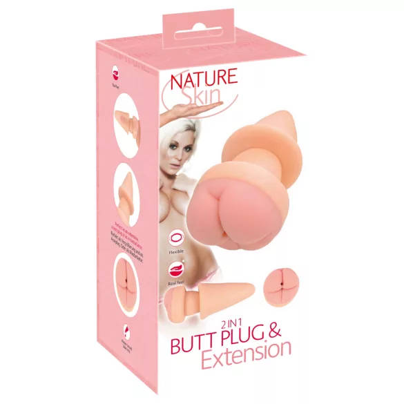 Nature Skin - анален плъг и удебелител за пенис - телесен цвят