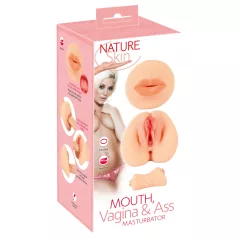   Nature Skin - мастурбатор вагина и уста - реалистична кожа, натурален цвят