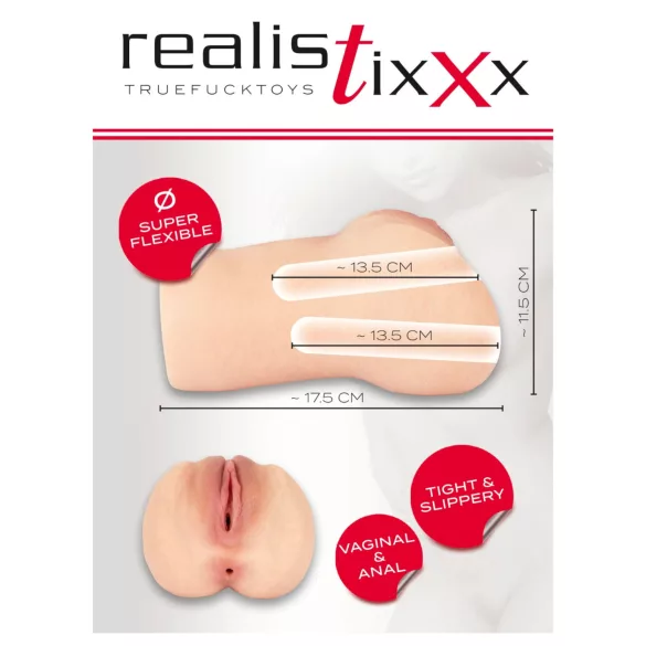 Realistixxx Real Stroker - реалистичен вагинален и анален мастурбатор (телесен цвят)