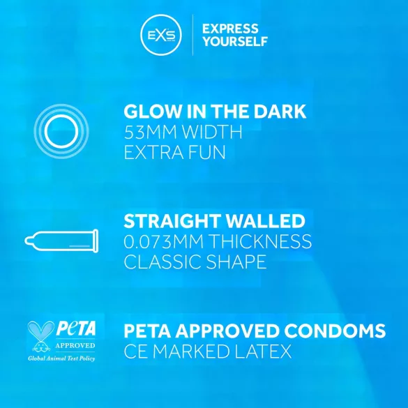 EXS Glow - светещ кондом (3 бр.)