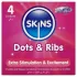 Skins - презервативи с оребрение и точки - 4 броя