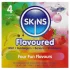 Skins - ароматизиран презерватив - мента, дъвка, банан, ягода (4 бр.)