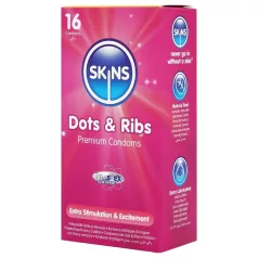   Skins - презерватив с релеф и точки - 16 броя