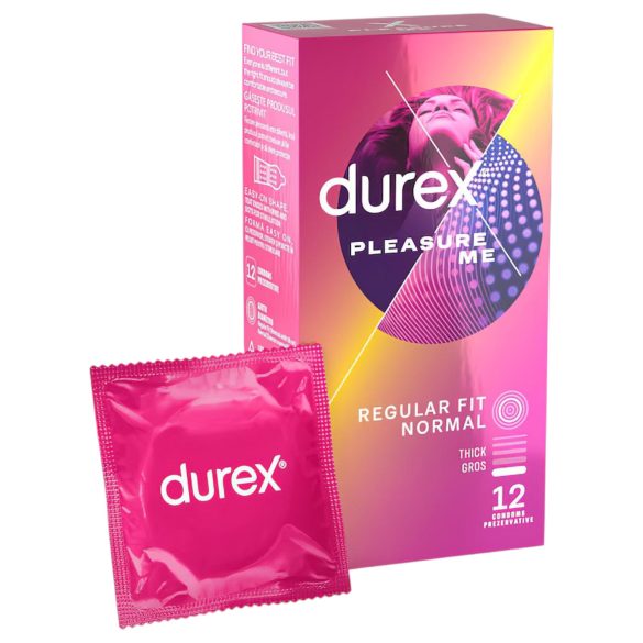 Durex Pleasure Me - оребрено-пунктиран презерватив (12 бр.)