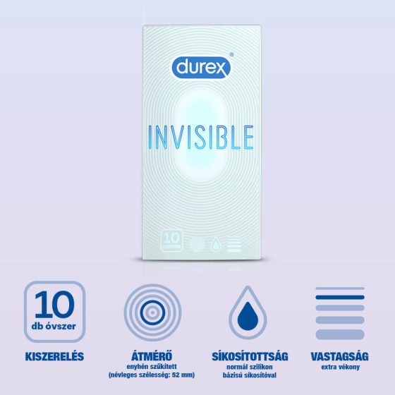 Durex Invisible Extra Sensitive - тънък презерватив (10бр.)