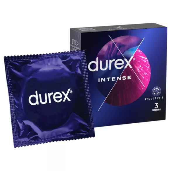 Durex Intense - оребрен и точков презерватив (3 бр.)