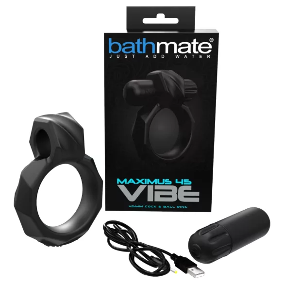 Bathmate Maximus Vibe 45 - акумулаторен вибриращ пръстен за пенис (черен)
