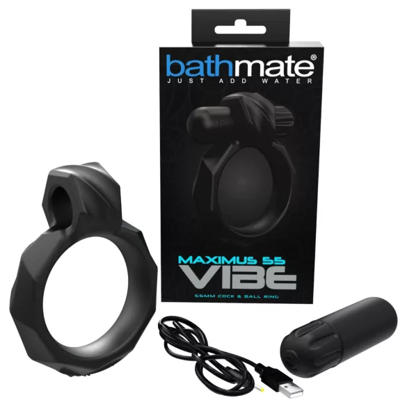 Bathmate Maximus Vibe 55 - вибриращ пенис пръстен с акумулаторна батерия (черен)