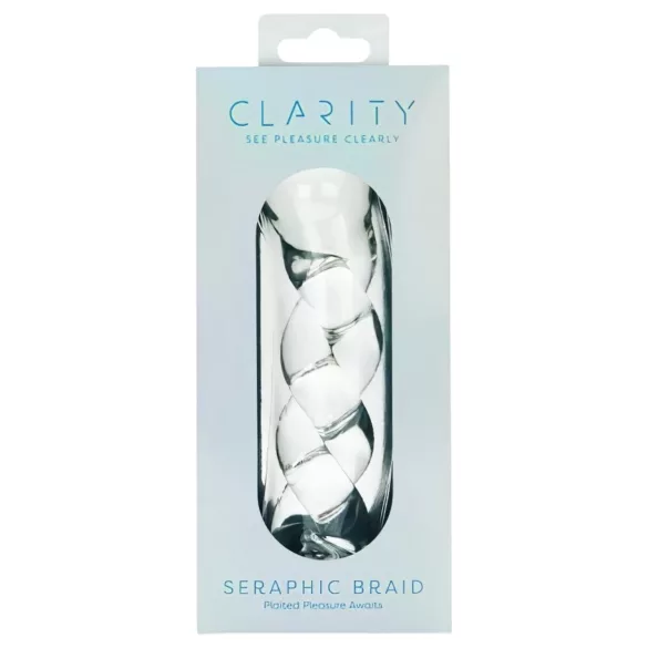 Clarity - стъклено дилдо с плетен мотив - прозрачно