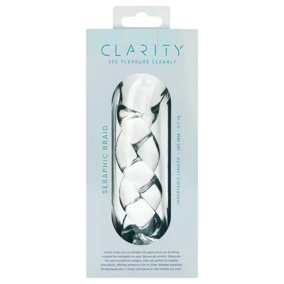 Clarity - стъклено дилдо с плетен мотив - прозрачно