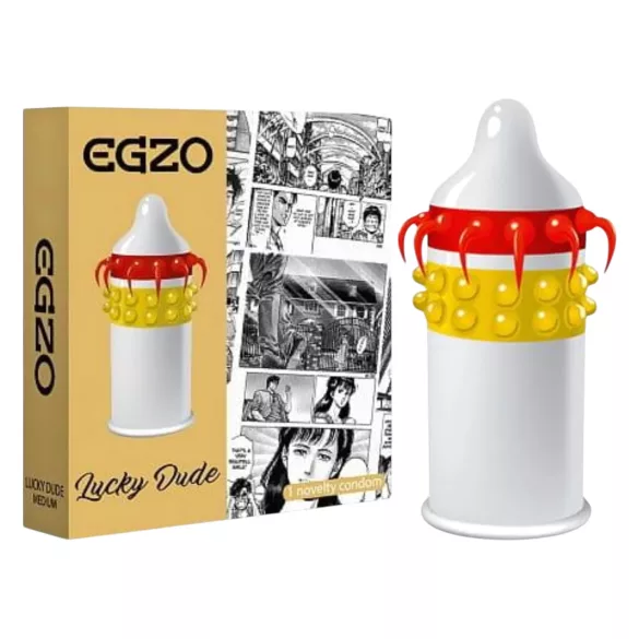 Egzo Lucky Dude - презерватив с точки и реснички - 1 брой