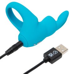   Happyrabbit Cock - вибриращ пенис пръстен с батерии (син)