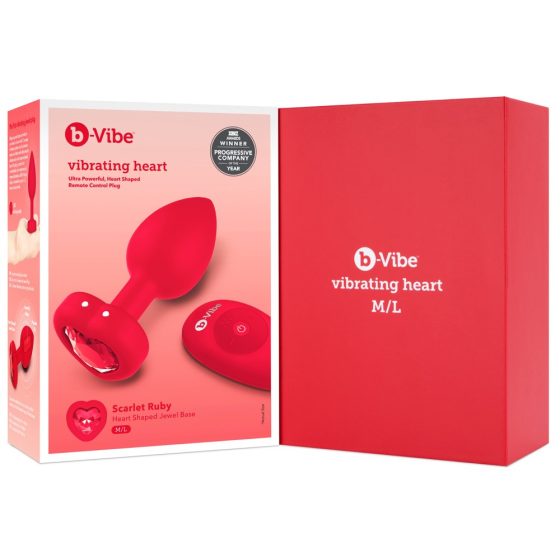 b-vibe heart - безжичен анален вибратор с радио (червен)