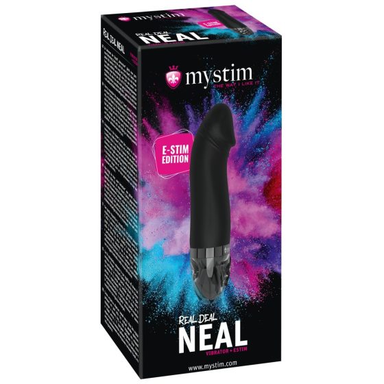 mystim Real Deal Neal E-Stim - презареждащ се електрически вибратор (черен)