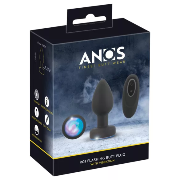 ANOS - светещ, вибриращ анален плъг (черен)