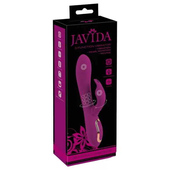Javida - 3 в 1 вибратор с мъниста и въртяща се глава (лилав)