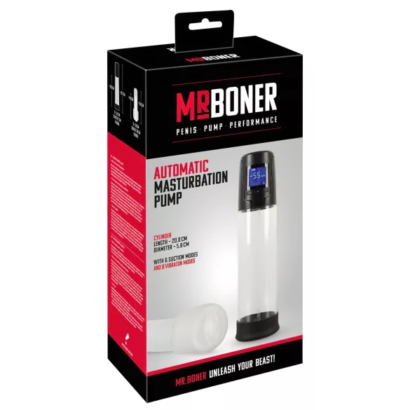 Mister Boner - автоматическа пенис помпа с акумулатор - черна/прозрачна