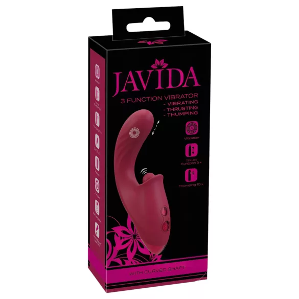 Javida - вибратор с езиче 3в1 - червен