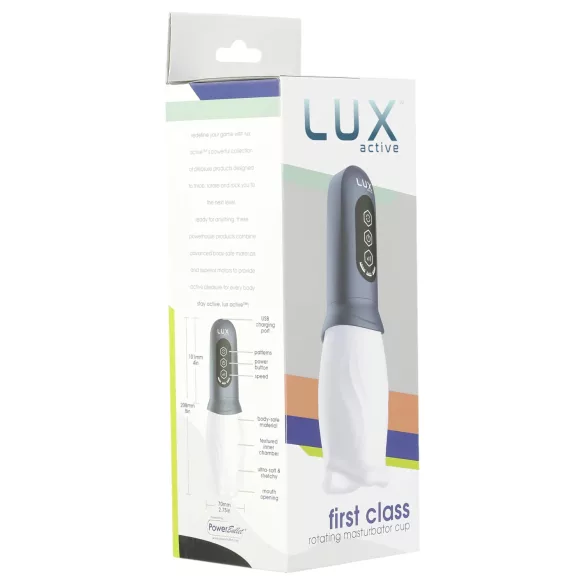 LUX Active First Class - мъжки мастурбатор с въртяща глава - бяло/сиво